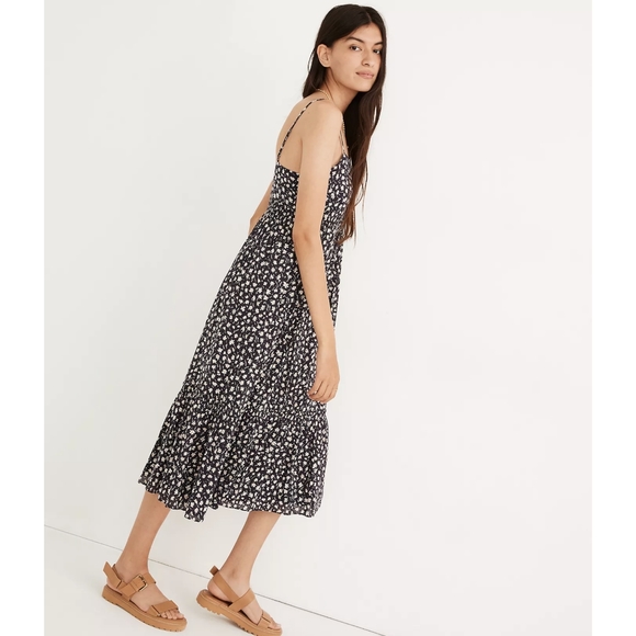 Madewell Navy Floral Sleeveless Tiered Midi Dress - Picture 11 of 11